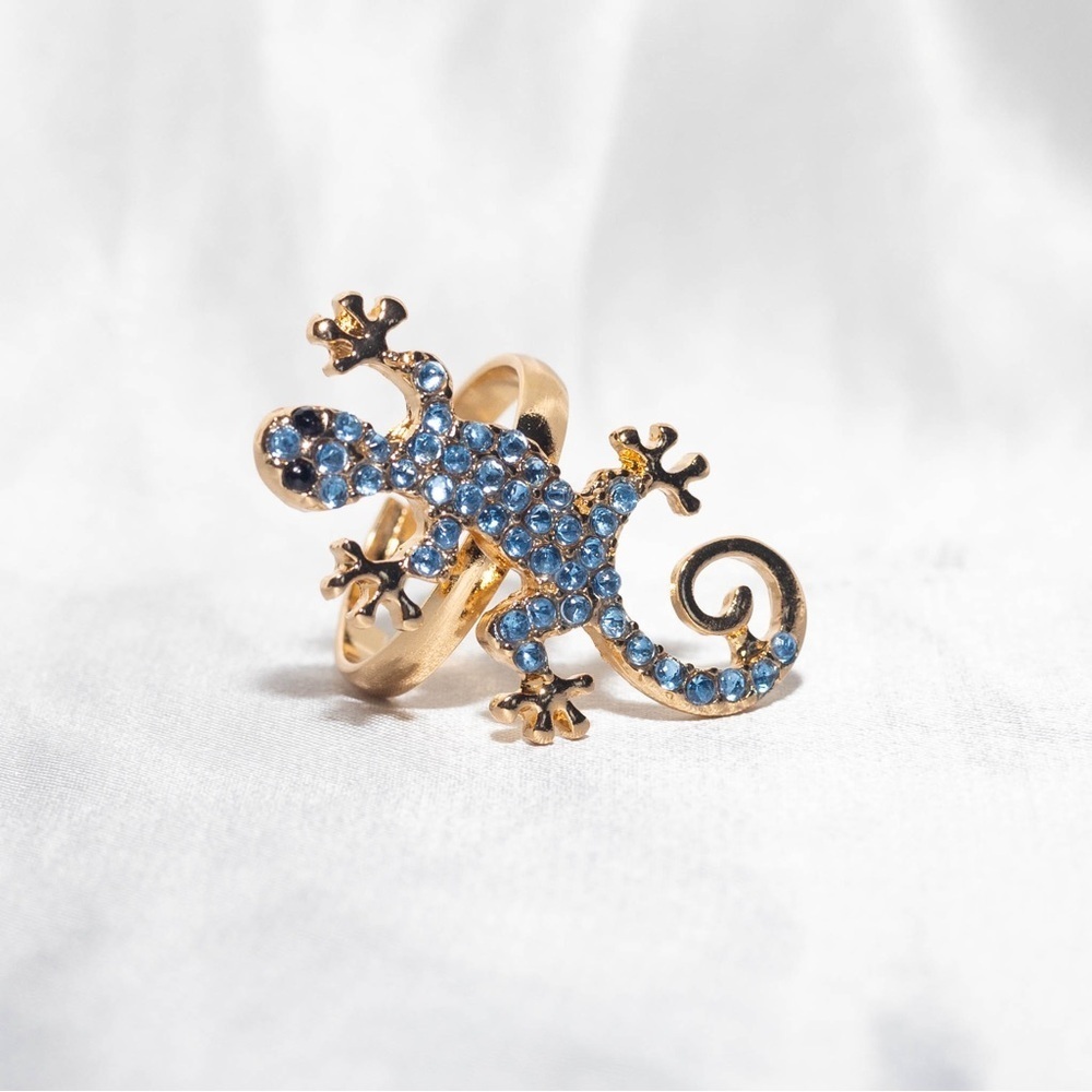 ✨Modcloth Leia Blue Rhinestone Lizard Ring - Picture 5 of 11
